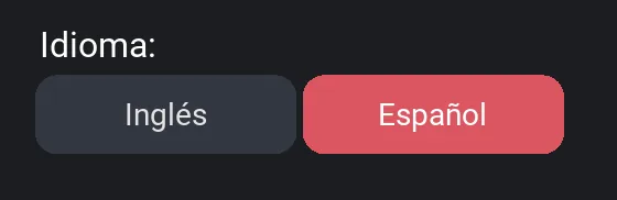 Fila Idioma de los ajustes: Inglés y Español