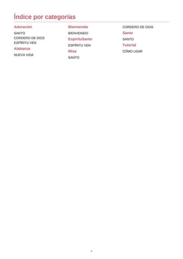 Índice por categorías del PDF